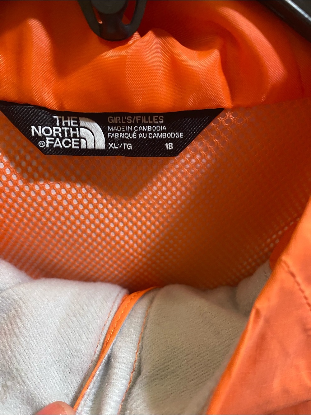The North Face Youths Coral-Orange Hooded Rain Shell - Picture 3 of 7
